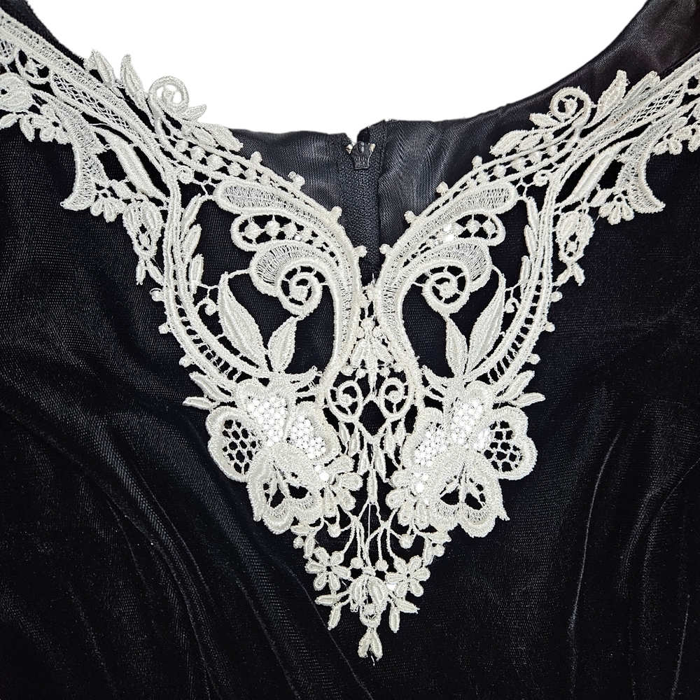 Vintage 80s Gunne Sax By Jessica McClinton Lace Collar Black Velvet Dress Sz 4 ? - Picture 11 of 16